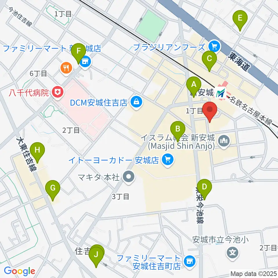 新安城RADIO CLUB周辺のカフェ一覧地図