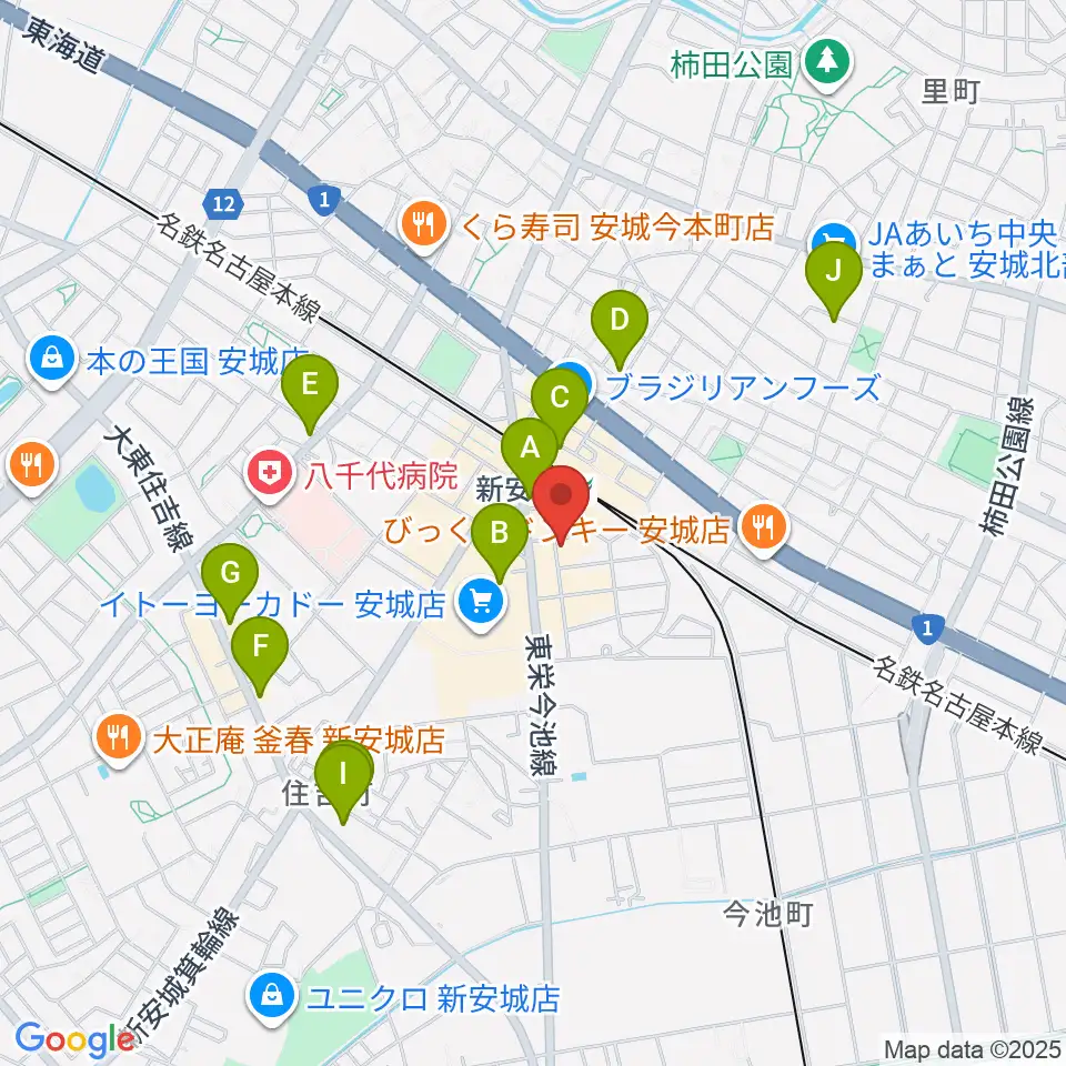 新安城RADIO CLUB周辺のカフェ一覧地図