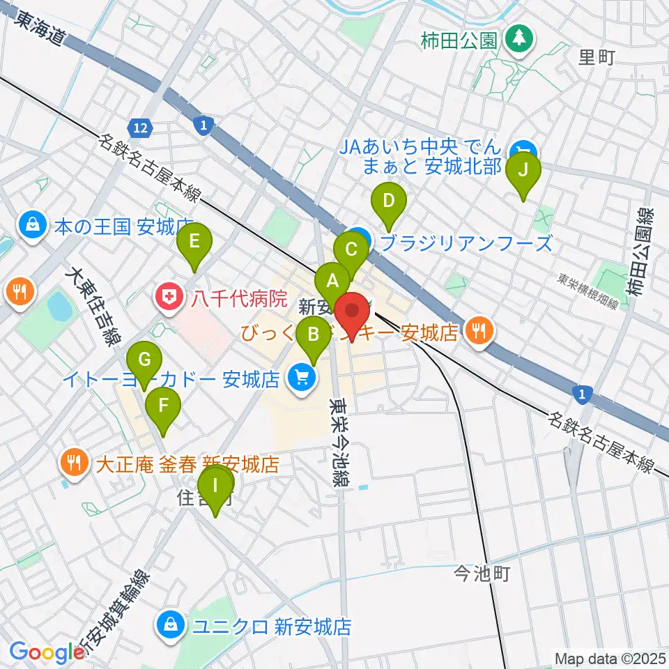 新安城RADIO CLUB周辺のカフェ一覧地図