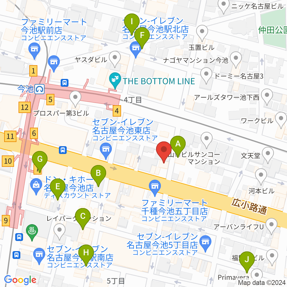 リフレクトスタジオ今池店周辺のカフェ一覧地図