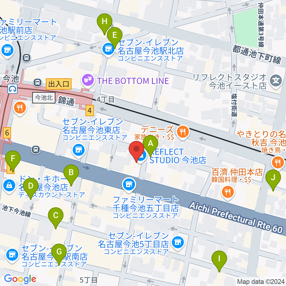 リフレクトスタジオ今池店周辺のカフェ一覧地図