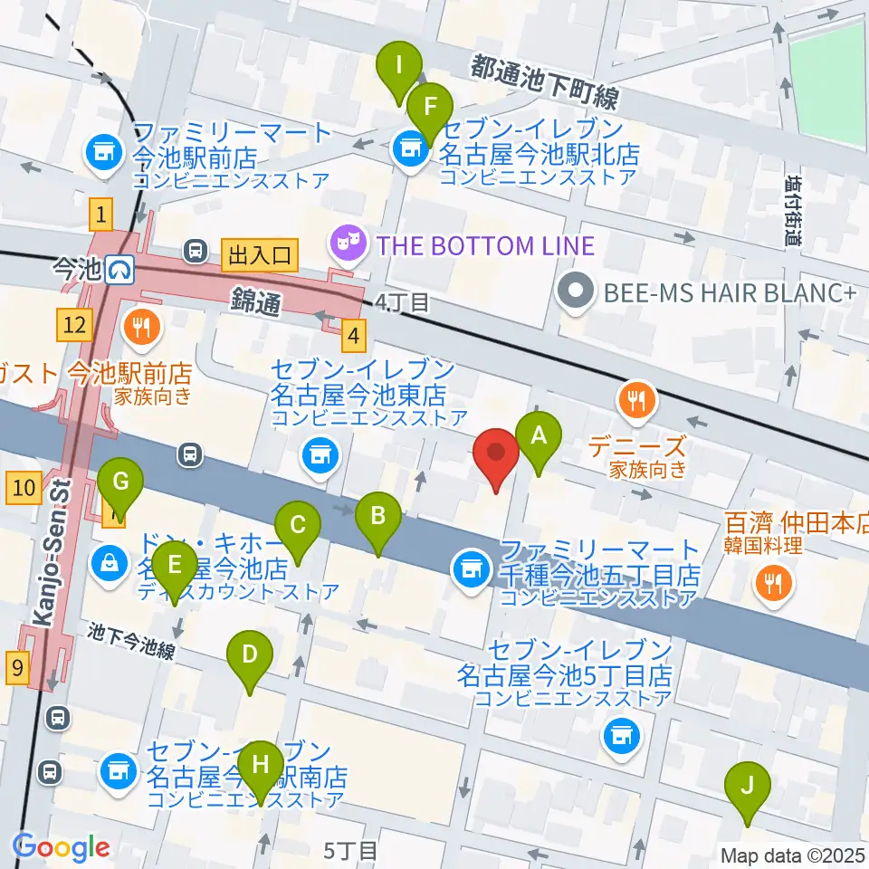 リフレクトスタジオ今池店周辺のカフェ一覧地図