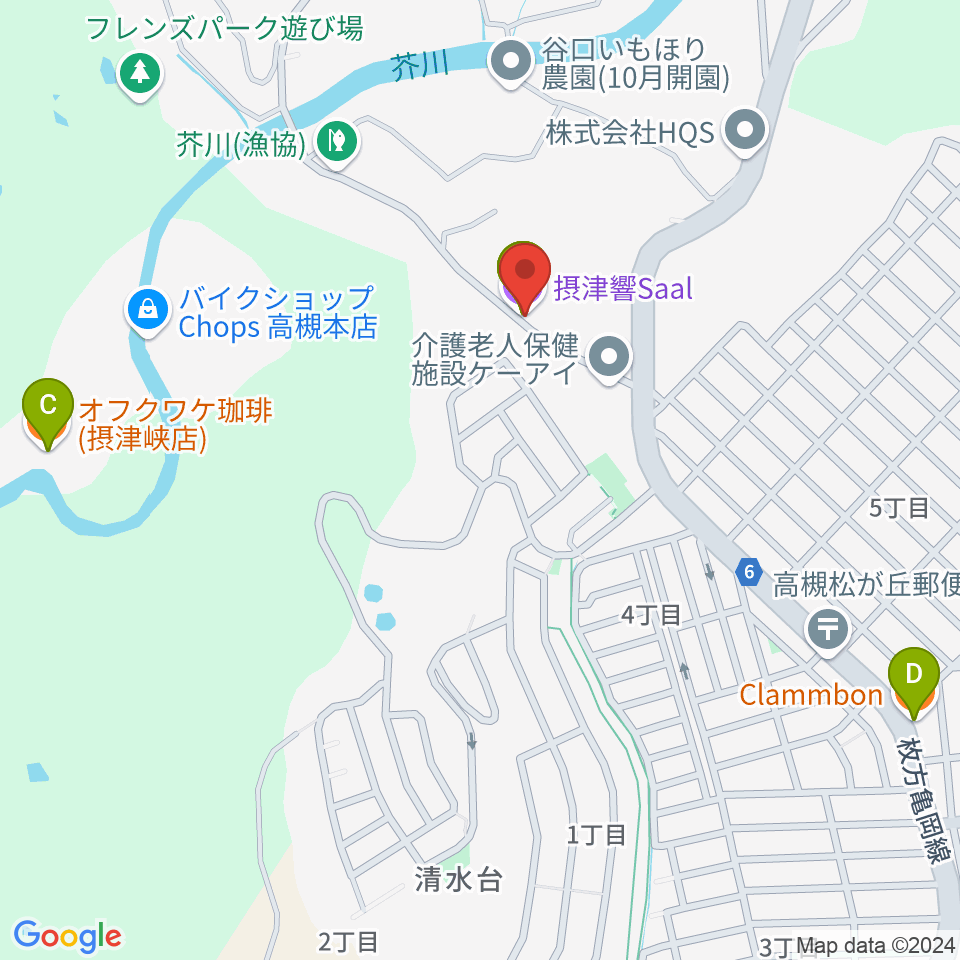 摂津響Saal周辺のカフェ一覧地図