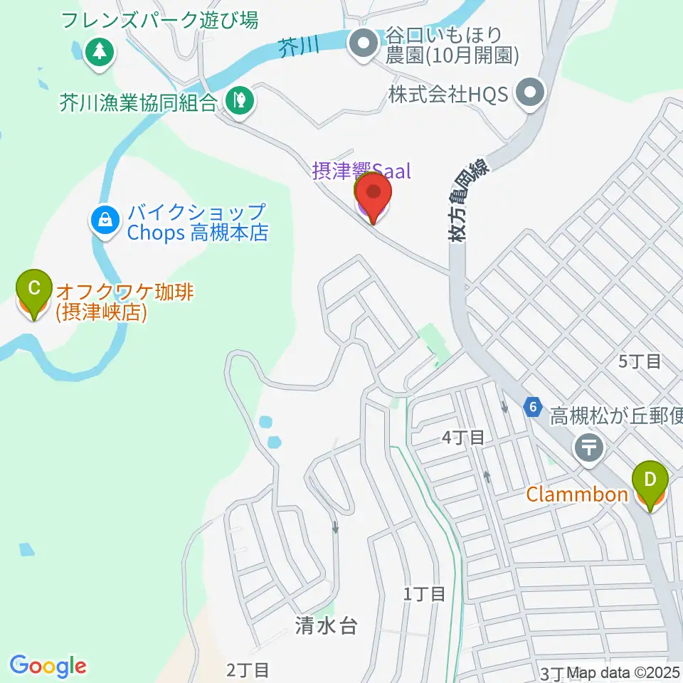 摂津響Saal周辺のカフェ一覧地図