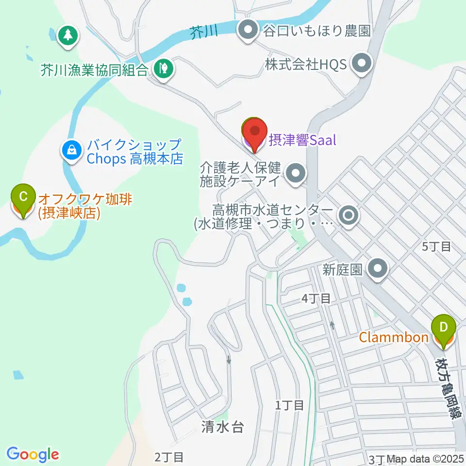 摂津響Saal周辺のカフェ一覧地図