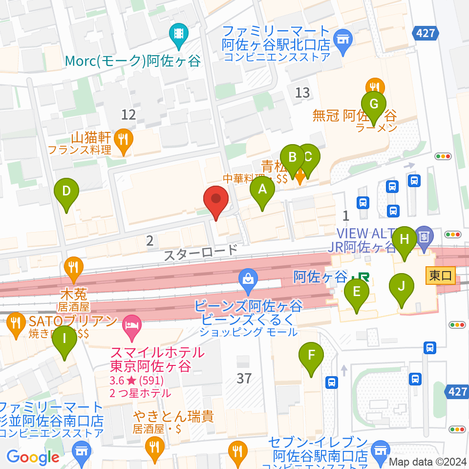 阿佐ヶ谷天周辺のカフェ一覧地図