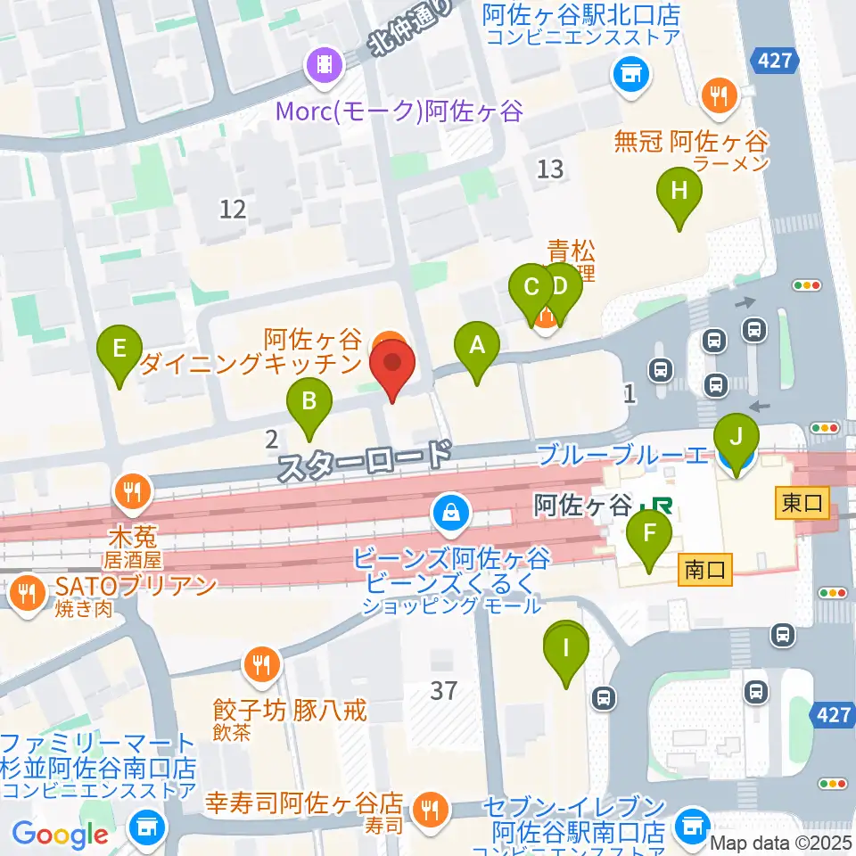 阿佐ヶ谷天周辺のカフェ一覧地図