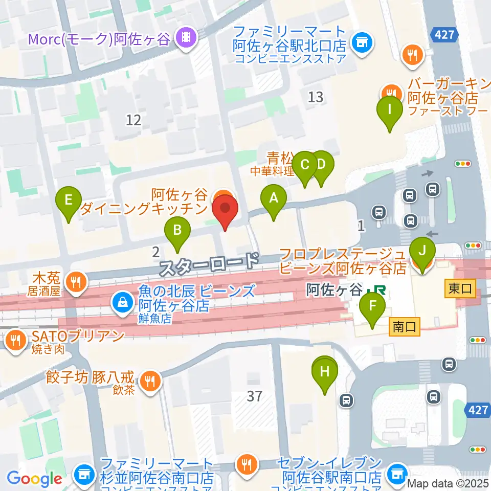 阿佐ヶ谷天周辺のカフェ一覧地図