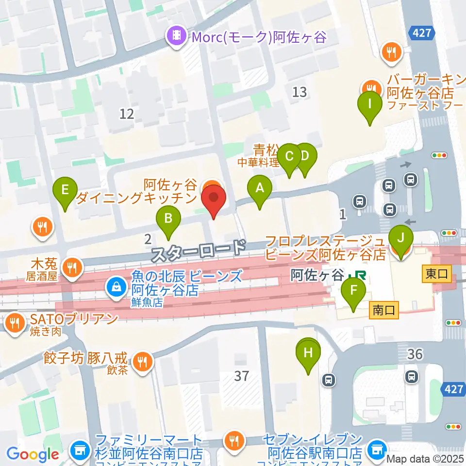 阿佐ヶ谷天周辺のカフェ一覧地図
