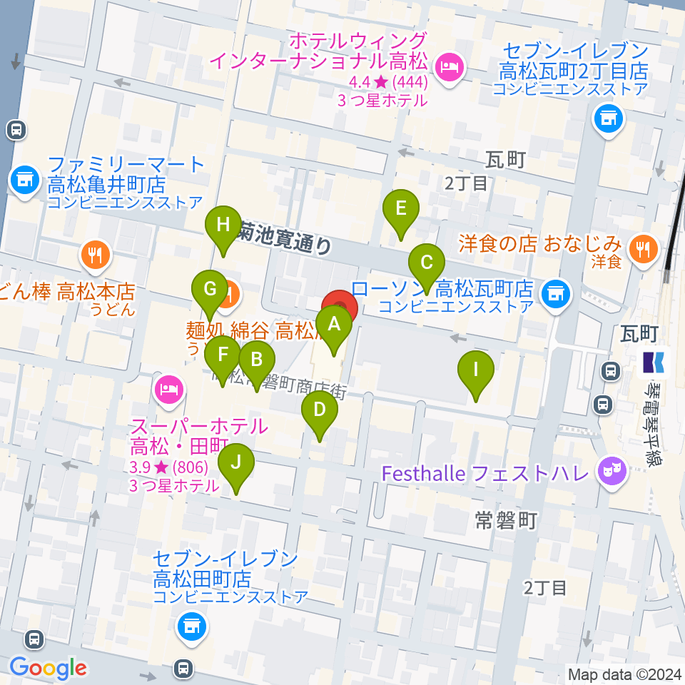 ヒッツギターズ＆ミュージック周辺のカフェ一覧地図