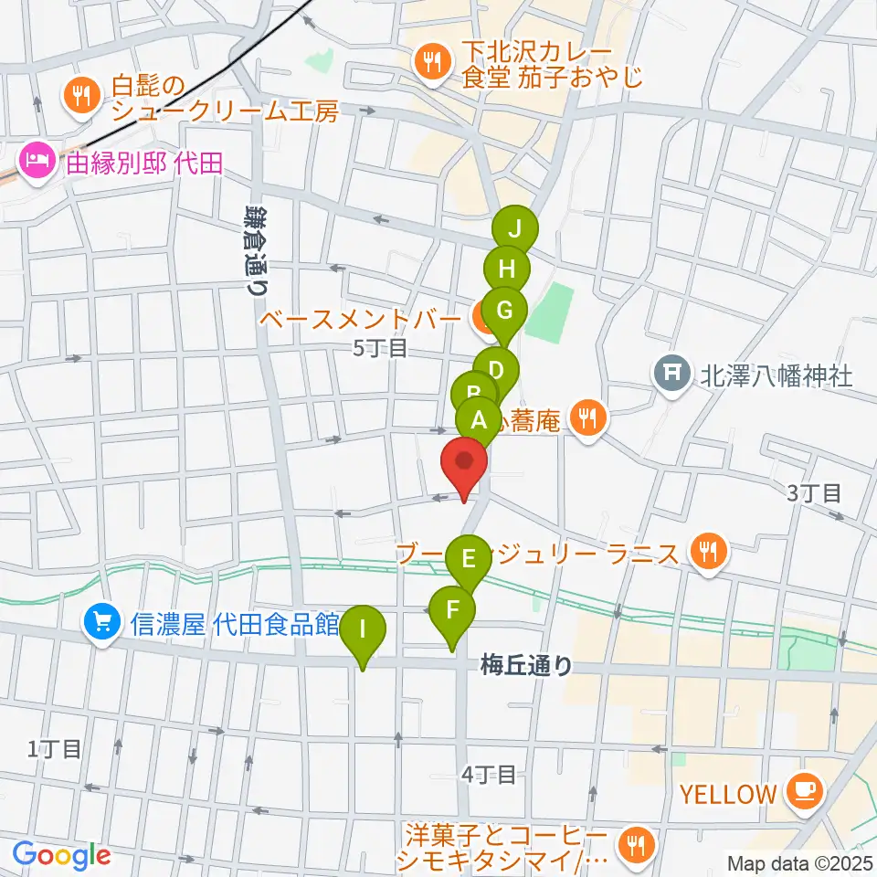 スクランブルズ代沢スタジオ周辺のカフェ一覧地図
