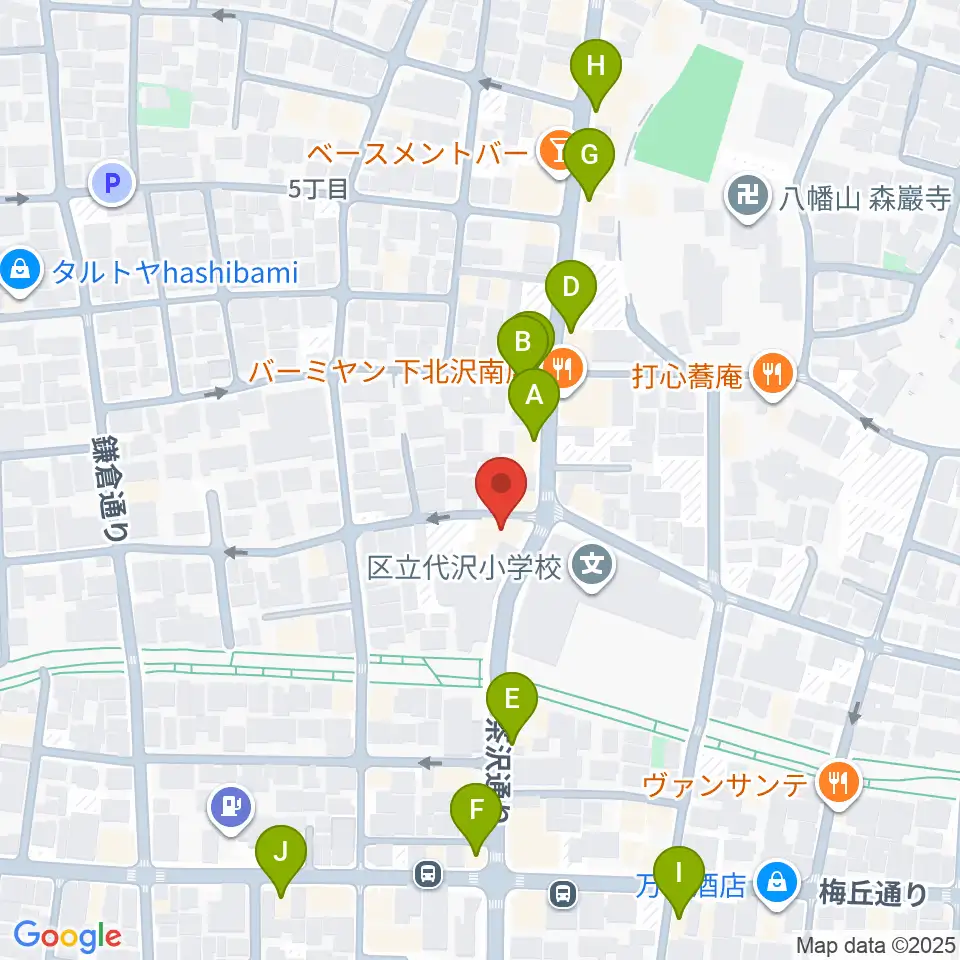 スクランブルズ代沢スタジオ周辺のカフェ一覧地図