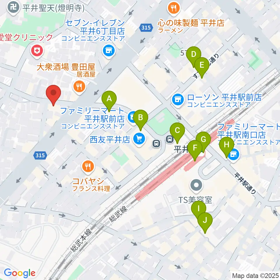 サウンド・プラグ周辺のカフェ一覧地図