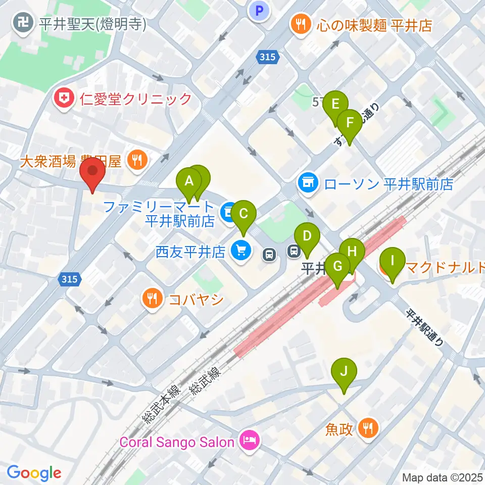 サウンド・プラグ周辺のカフェ一覧地図