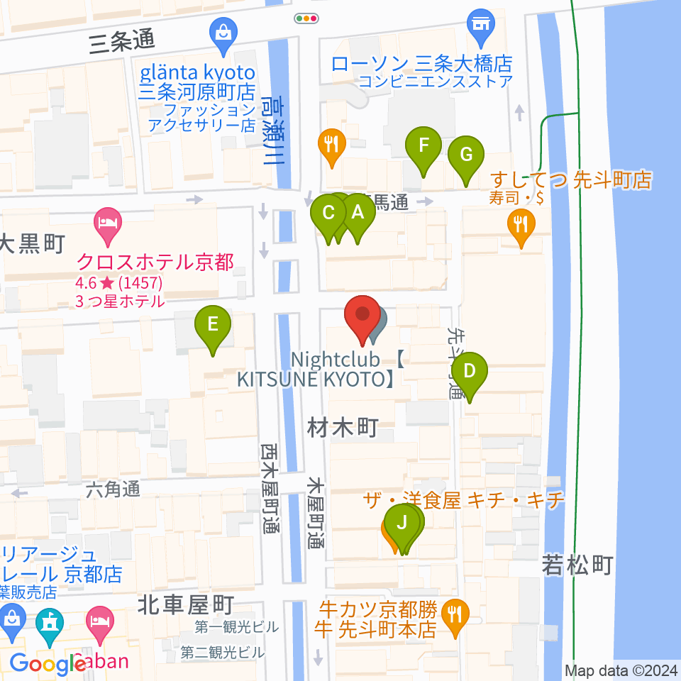 キツネ京都周辺のカフェ一覧地図