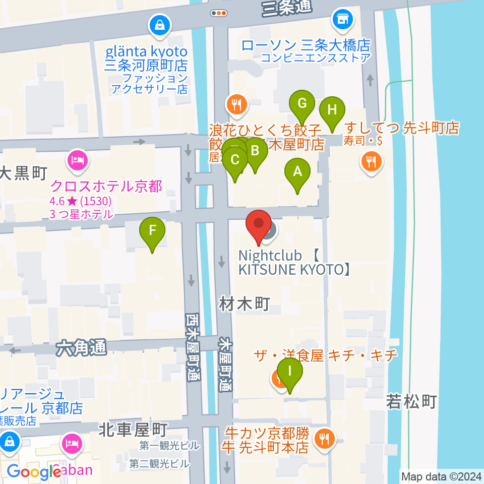 キツネ京都周辺のカフェ一覧地図