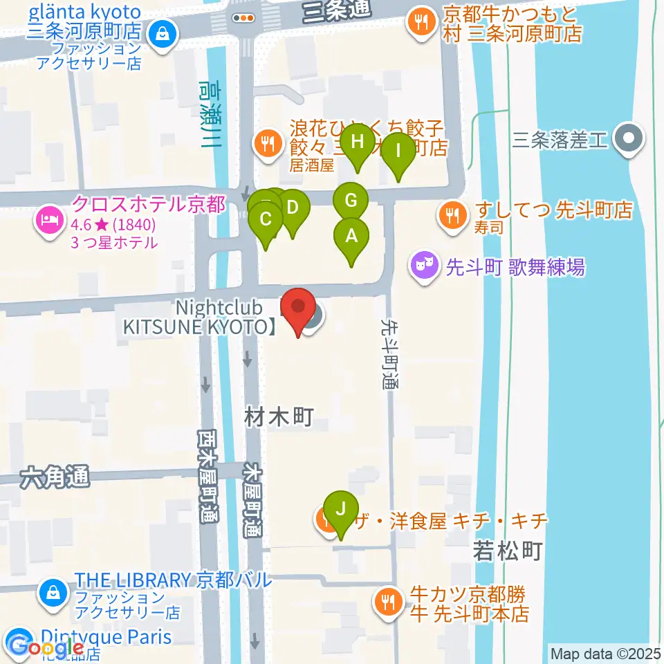 キツネ京都周辺のカフェ一覧地図