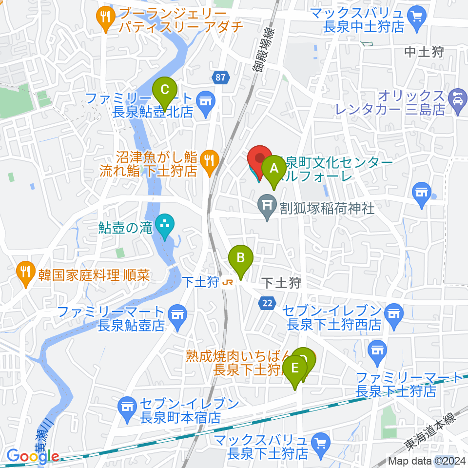 長泉町文化センター ベルフォーレ周辺のカフェ一覧地図