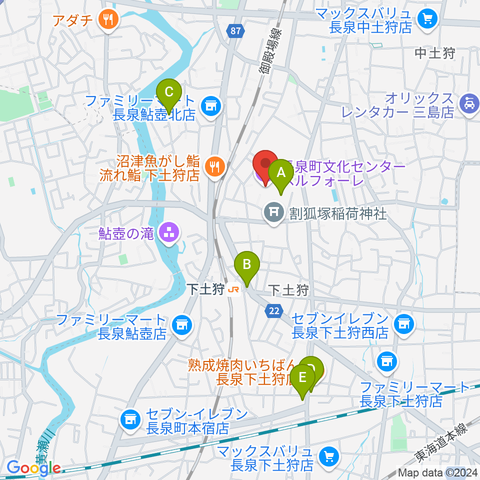 長泉町文化センター ベルフォーレ周辺のカフェ一覧地図