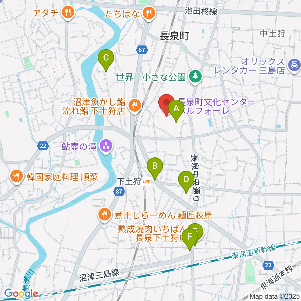 長泉町文化センター ベルフォーレ周辺のカフェ一覧地図