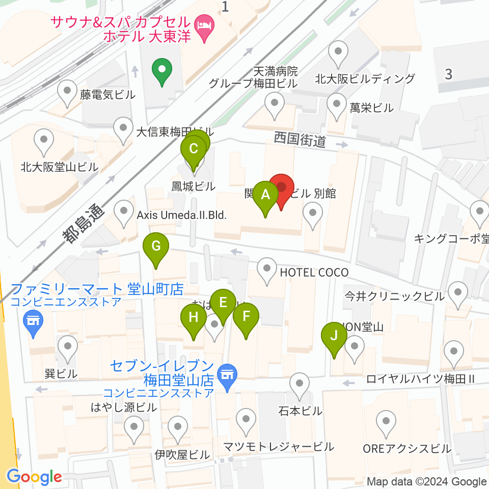 ディスクユニオン大阪店周辺のカフェ一覧地図