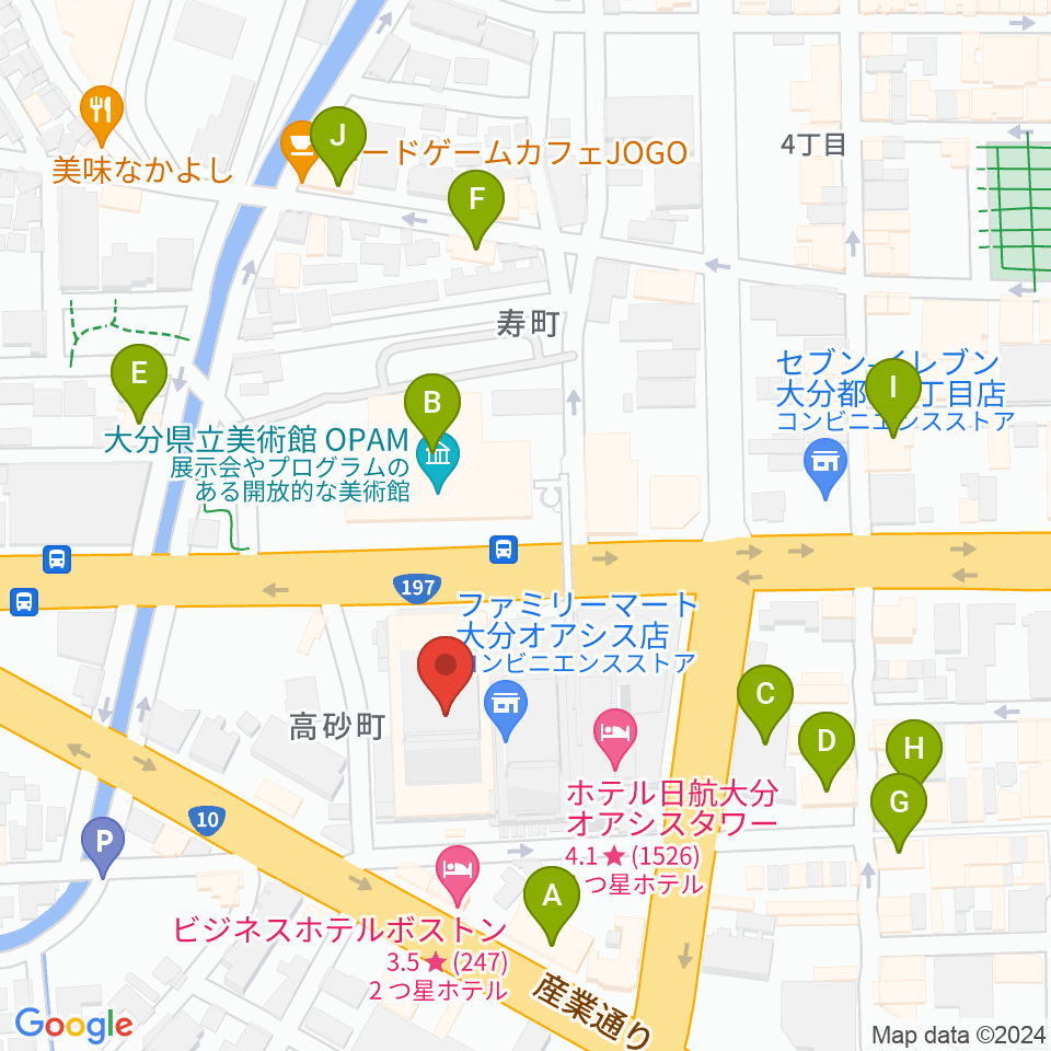 いいちこ総合文化センター練習室周辺のカフェ一覧地図