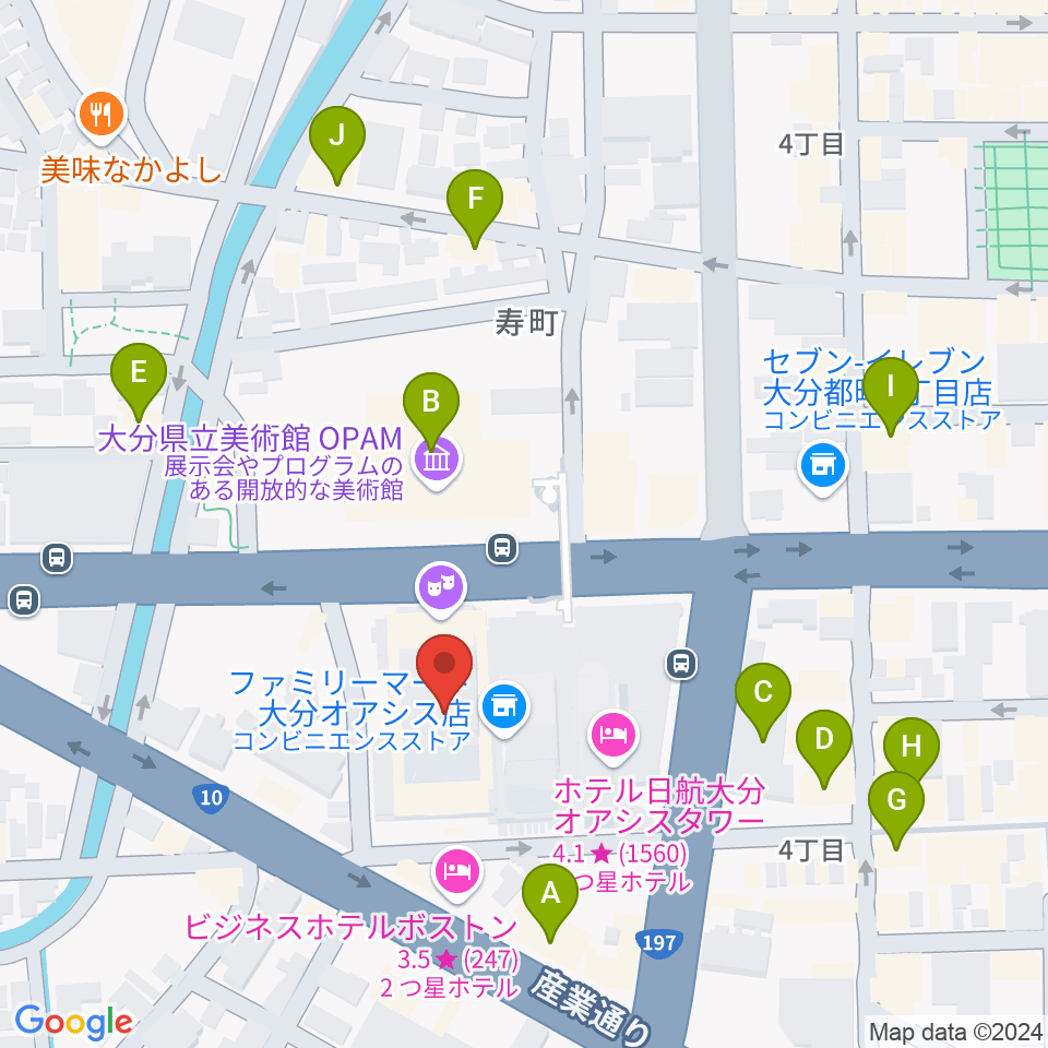 いいちこ総合文化センター練習室周辺のカフェ一覧地図