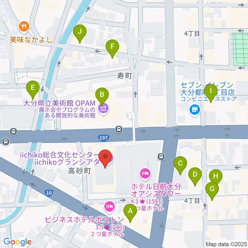 いいちこ総合文化センター練習室周辺のカフェ一覧地図