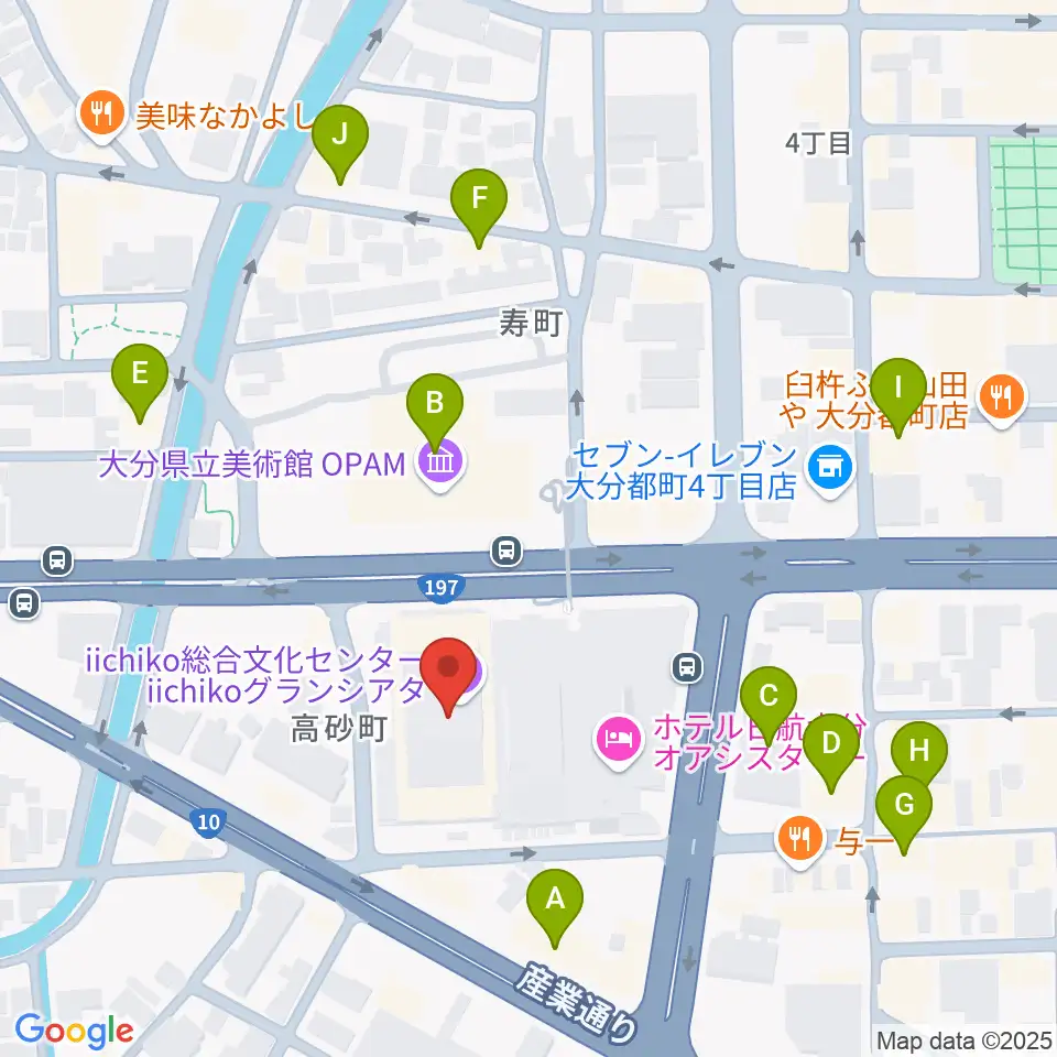 いいちこ総合文化センター練習室周辺のカフェ一覧地図