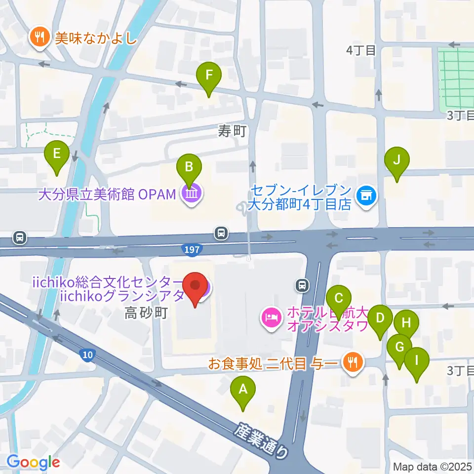 いいちこ総合文化センター練習室周辺のカフェ一覧地図