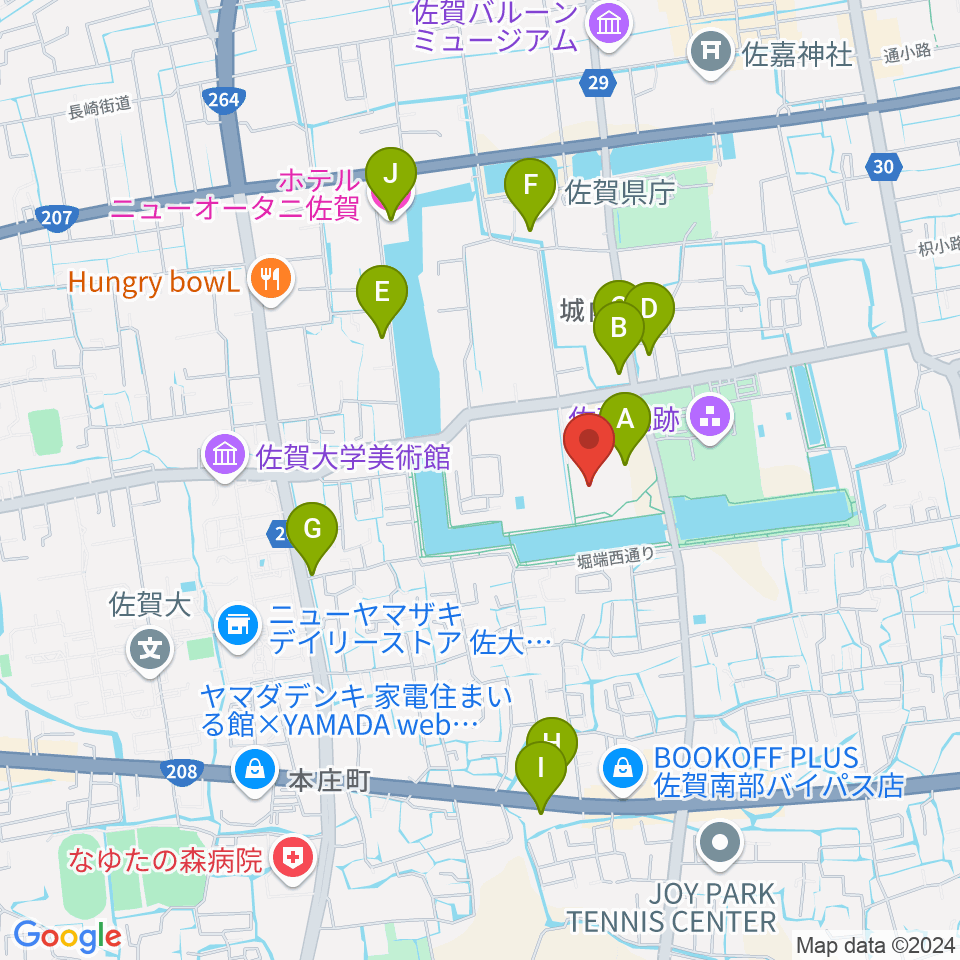 佐賀県立美術館周辺のカフェ一覧地図