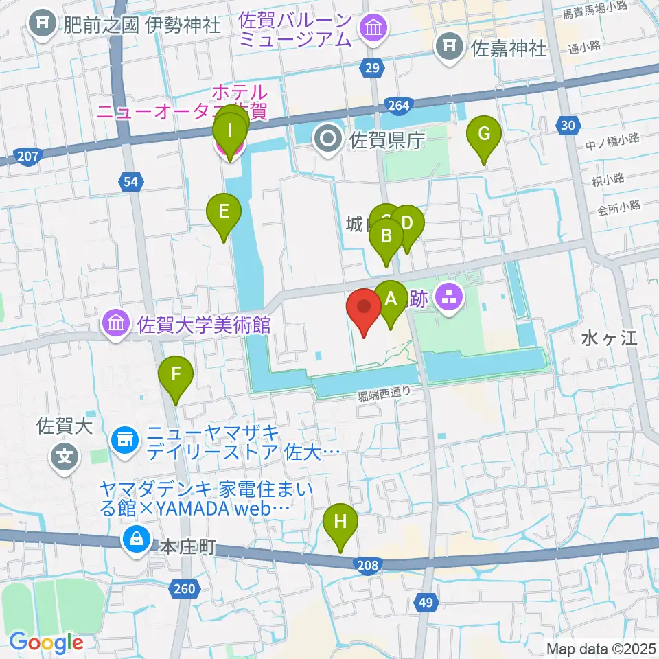 佐賀県立美術館周辺のカフェ一覧地図