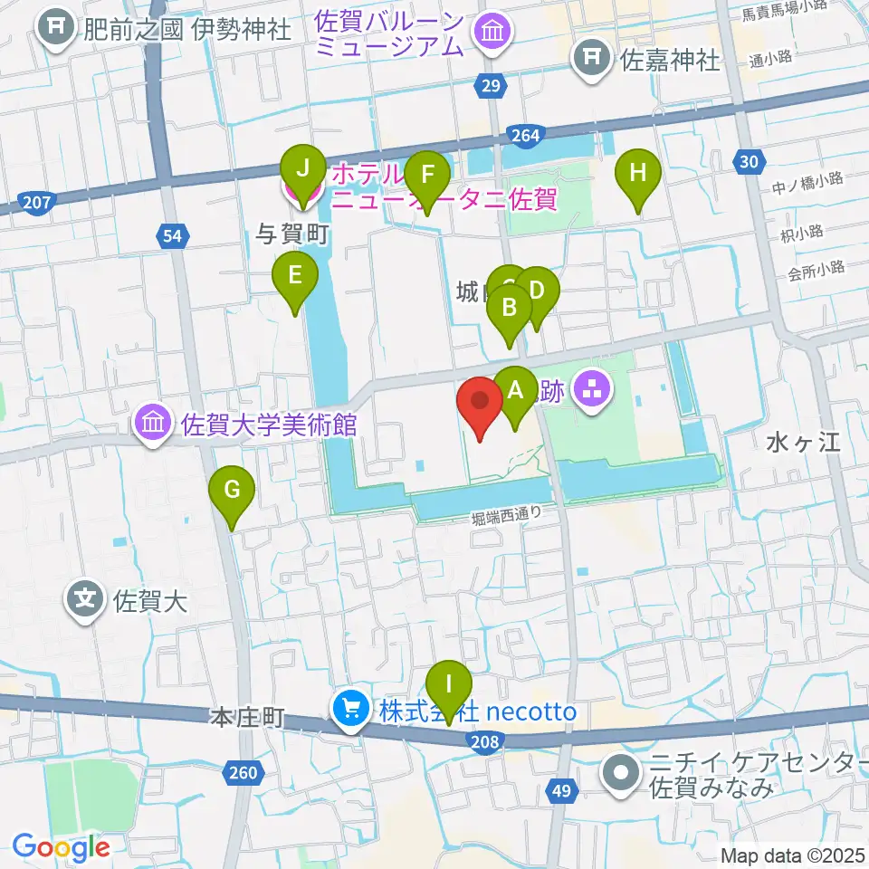 佐賀県立美術館周辺のカフェ一覧地図