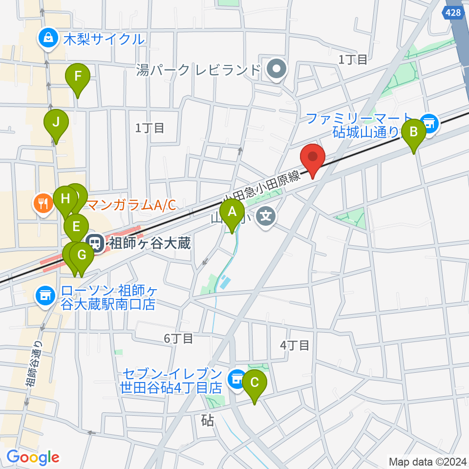 サウンド・シティ世田谷周辺のカフェ一覧地図