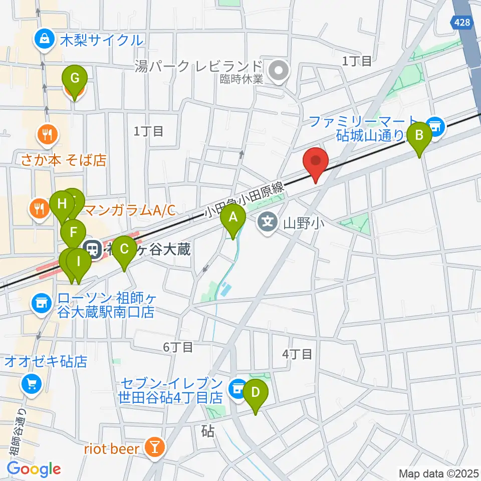 サウンド・シティ世田谷周辺のカフェ一覧地図