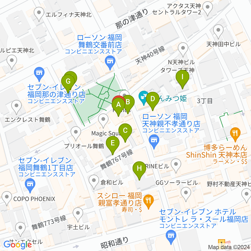 福岡ファイブペニーズ周辺のカフェ一覧地図