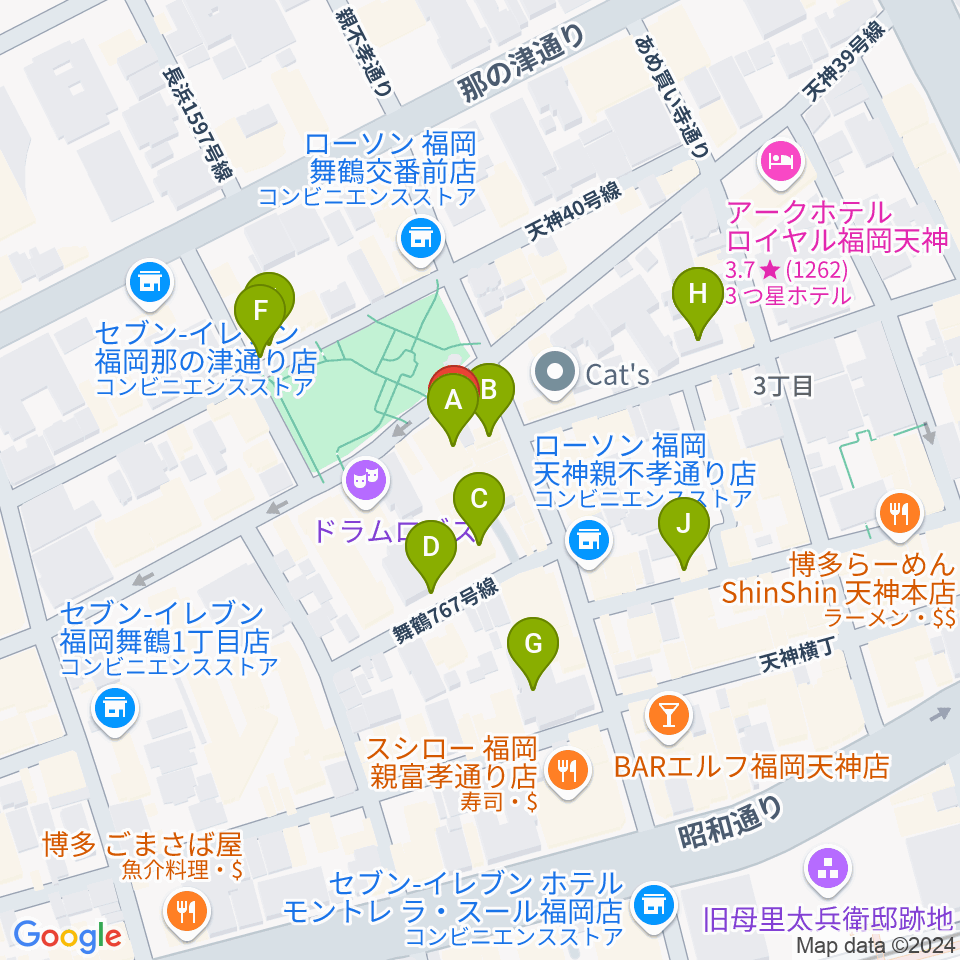 福岡ファイブペニーズ周辺のカフェ一覧地図