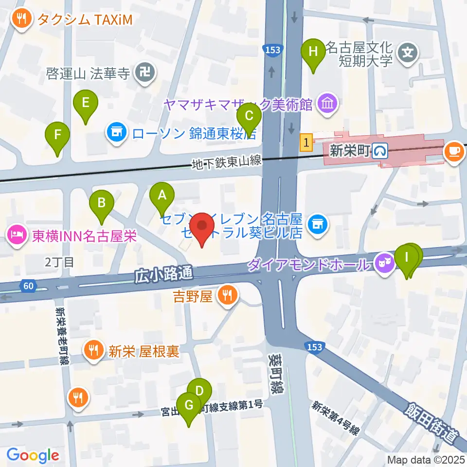 名古屋新栄sunset BLUE周辺のカフェ一覧地図
