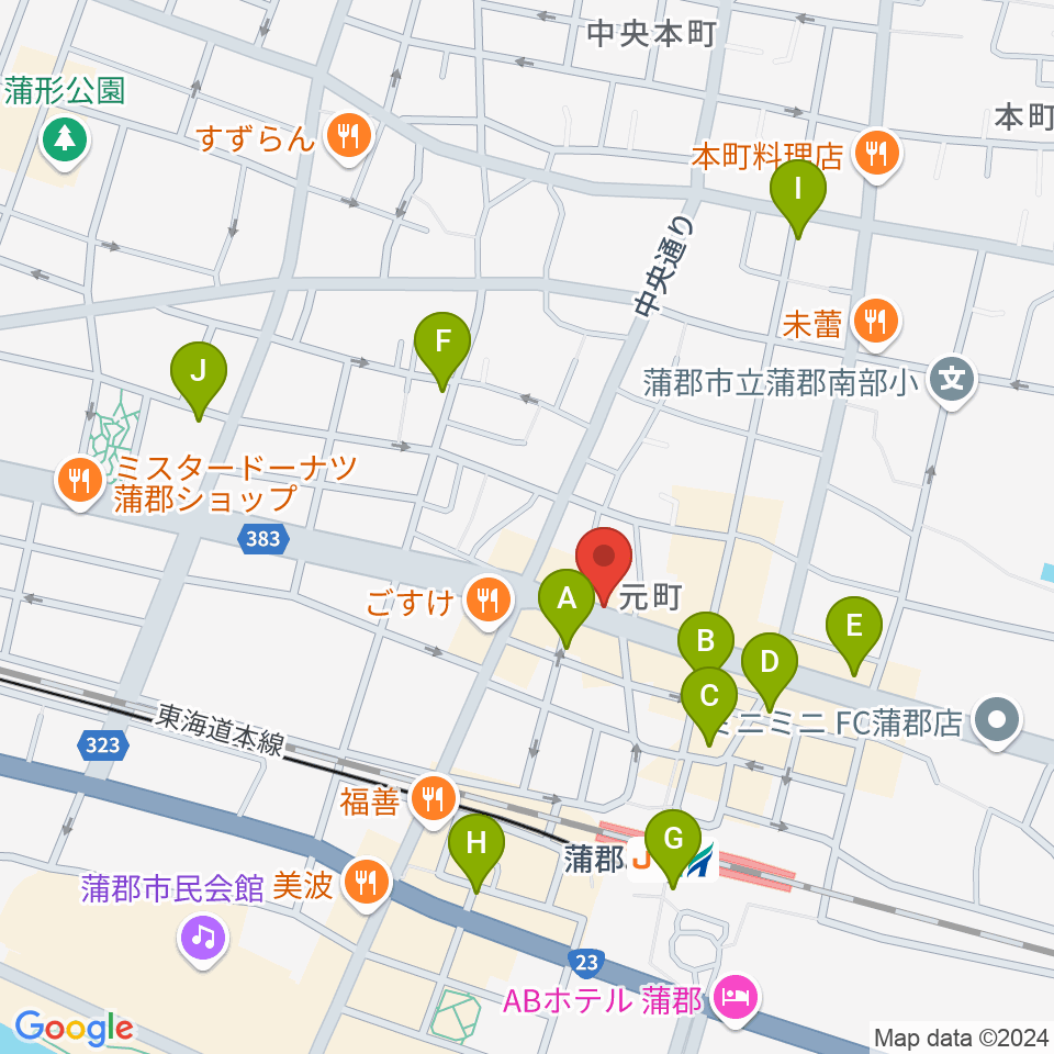 蒲郡バズハウス周辺のカフェ一覧地図