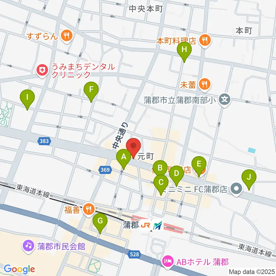 蒲郡バズハウス周辺のカフェ一覧地図