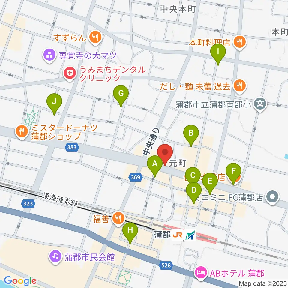 蒲郡バズハウス周辺のカフェ一覧地図