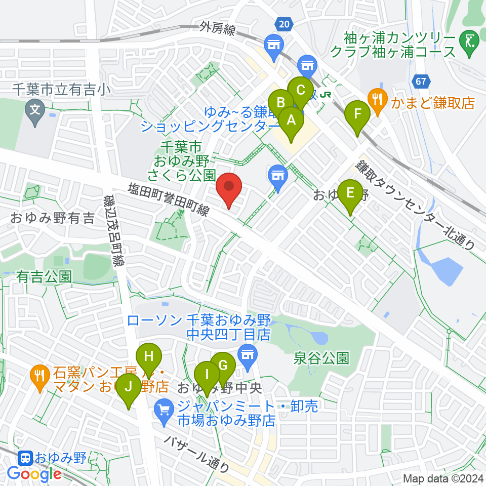 Azul ギター教室周辺のカフェ一覧地図