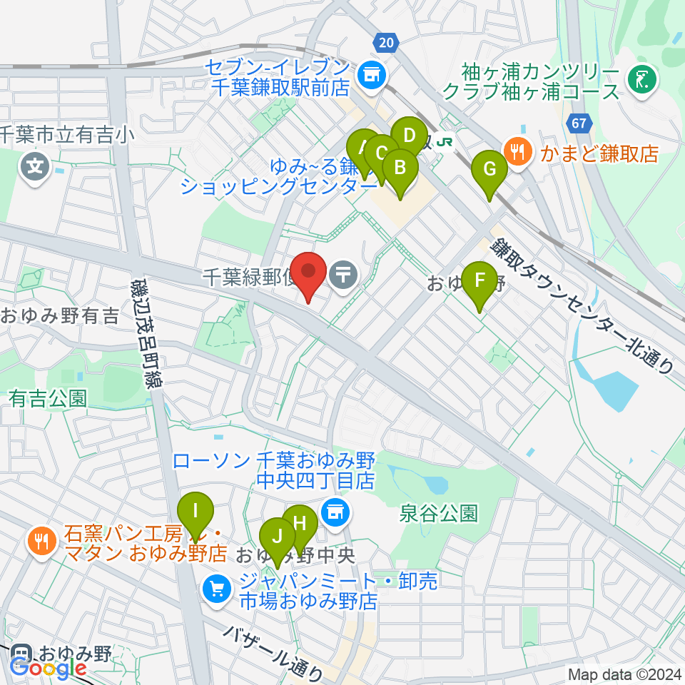 Azul ギター教室周辺のカフェ一覧地図