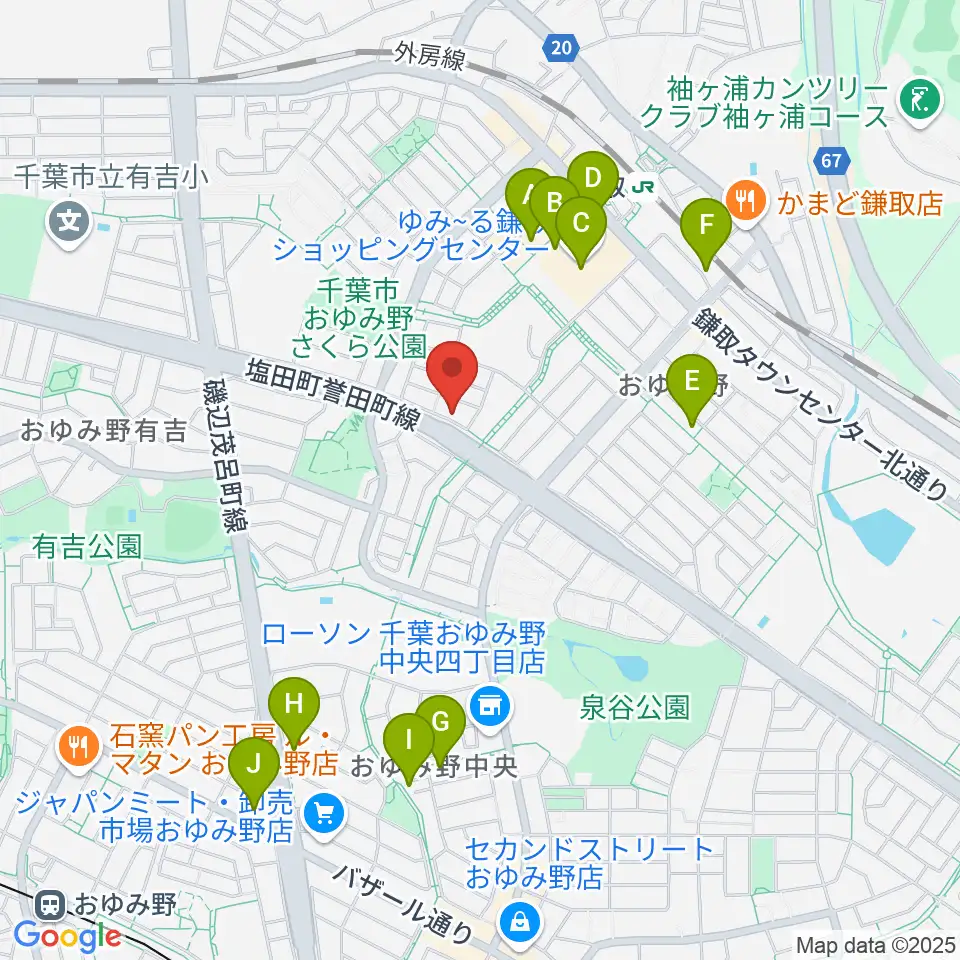 Azul ギター教室周辺のカフェ一覧地図
