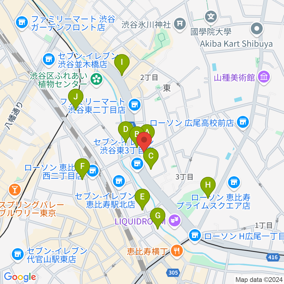 恵比寿クレアート周辺のカフェ一覧地図