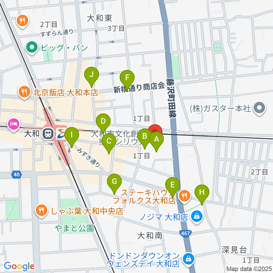 やまと芸術文化ホール周辺のカフェ一覧地図