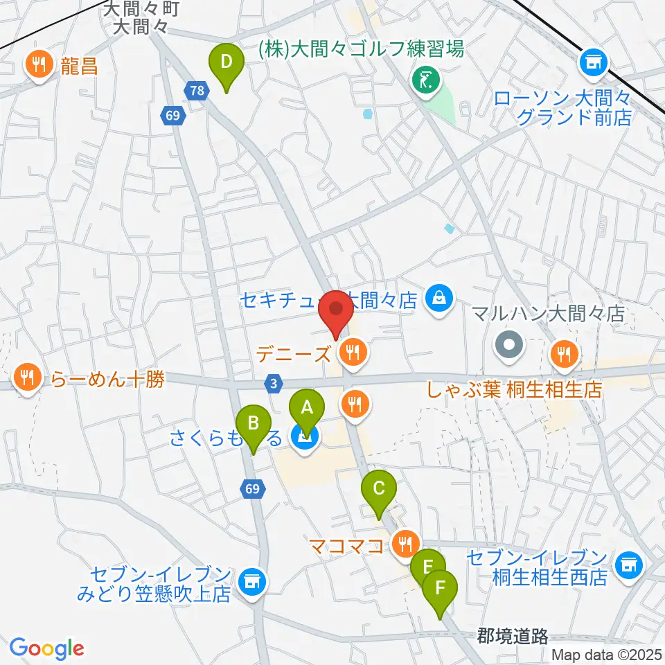 Watar Road Guitars周辺のカフェ一覧地図