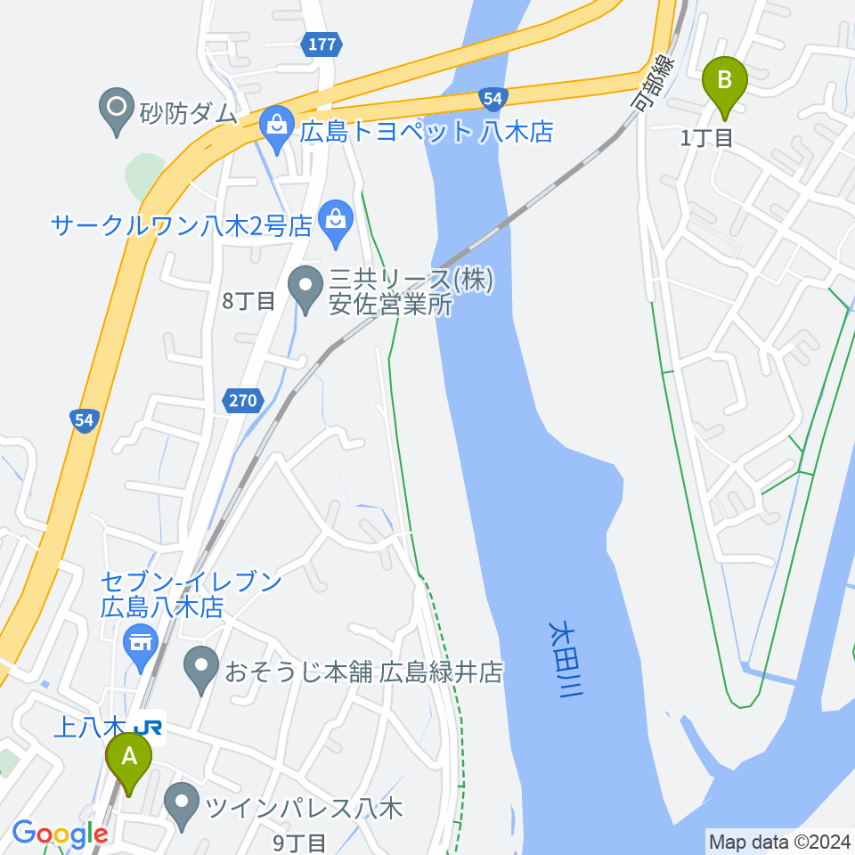 広島カフェ・テアトロ・アビエルト周辺のカフェ一覧地図