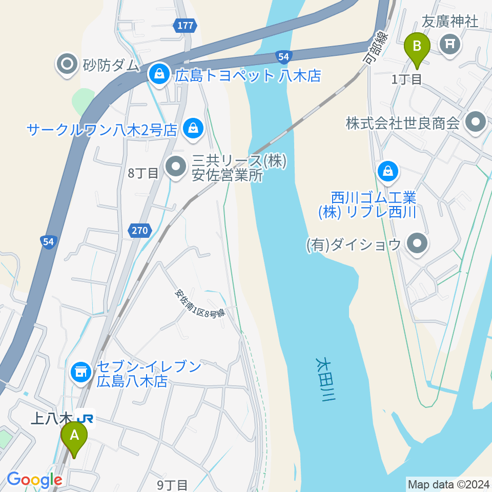 広島カフェ・テアトロ・アビエルト周辺のカフェ一覧地図