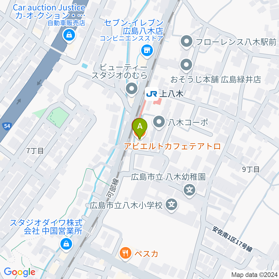 広島カフェ・テアトロ・アビエルト周辺のカフェ一覧地図